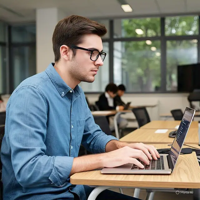 Mahasiswa dengan laptopnya