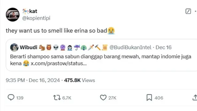 Warganet Ramai Bahas Sabun Kena PPN 12 Persen, Singgung Soal, Infeksi Karma sampai Erina Gudono