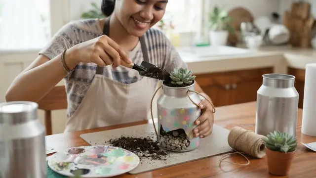 Pot Gantung dari Kaleng Susu Bekas