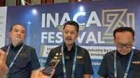 Ketua Umum Asosiasi Perusahaan Penerbangan Nasional Indonesia (INACA), Denon Prawiraatmadja berbicara mengenai calon Menteri Perhubungan di Kabinet Prabowo. (Arief/Liputan6.com)