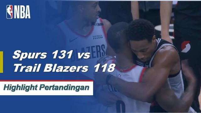 DeMar DeRozan memimpin San Antonio dengan 36 poin untuk pergi bersama dengan delapan rebound ketika Spurs menang atas Trail Blazers, 131-118.