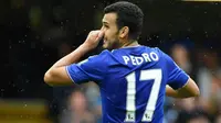 Salah satu ekspresi penyerang Chelsea Pedro Rodriguez, ketika tampil pada laga Premier League melawan Crystal Palace, di Stamford Bridge, London, 29 Agustus 2015. Laga itu berakhir 2-1 untuk Palace. (EPA/ FACUNDO ARRIZABALAGA)