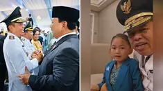 Dedi Mulyadi resmi dilantik sebagai Gubernur Jawa Barat di Istana Negara. Momen bersalaman dengan Presiden Prabowo juga diunggahnya melalui laman Instagram. Sebagai pemimpin, Dedi berkomitmen membangun Jabar lebih maju dan sejahtera. Pelantikannya menandai awal perjalanan kepemimpinannya. (Liputan6.com/IG/@dedimulyadi71)