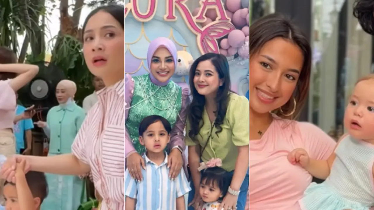 Gaya Publik Figur Hadir di Ulang Tahun Azura ke-1 Anak Kedua Atta Halilintar dan Aurel Hermansyah