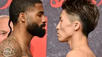 Naoya Inoue vs Stephen Fulton di Ariake Arena, Tokyo, Selasa malam (25/7/2023). (Kazuhiro NOGI / AFP)