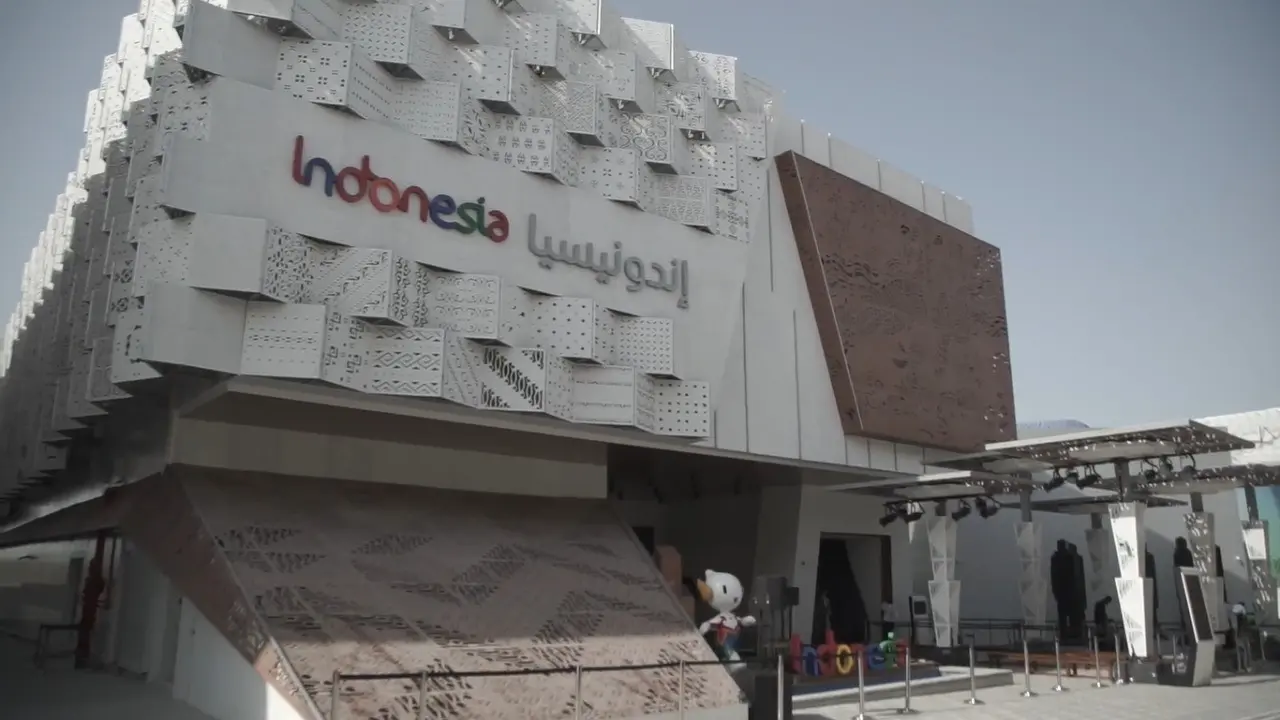 Paviliun Indonesia di Expo 2020 Dubai, Dubai, Uni Emirat Arab pada (4/11).