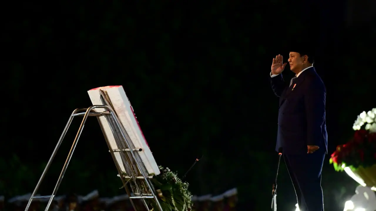 Presiden Prabowo Subianto memimpin upacara ziarah nasional dan renungan suci dalam rangka memperingati Hari Pahlawan 10 November 2025.