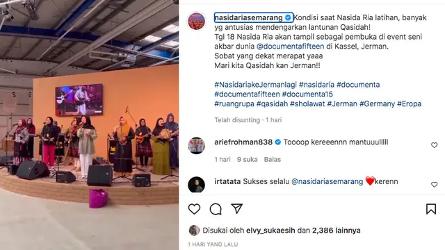 Bangga, Nasida Ria Bawa Qasidah Melantun dalam Event Seni Akbar di Jerman. (instagram.com/nasidariasemarang)