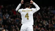 Selebrasi bek Real Madrid, Sergio Ramos usai membobol gawang Galatasaray pada lanjutan Liga Champions, Kamis (7/11/2019). (Dok. Twitter/realmadrid)