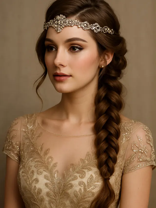 Model Rambut dengan Headpiece untuk Pesta