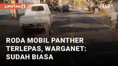 Roda mobil pikap Panther terlepas saat sedang melaju di Jember. Kejadian ini terekam oleh kamera mobil yang berada tepat di belakangnya