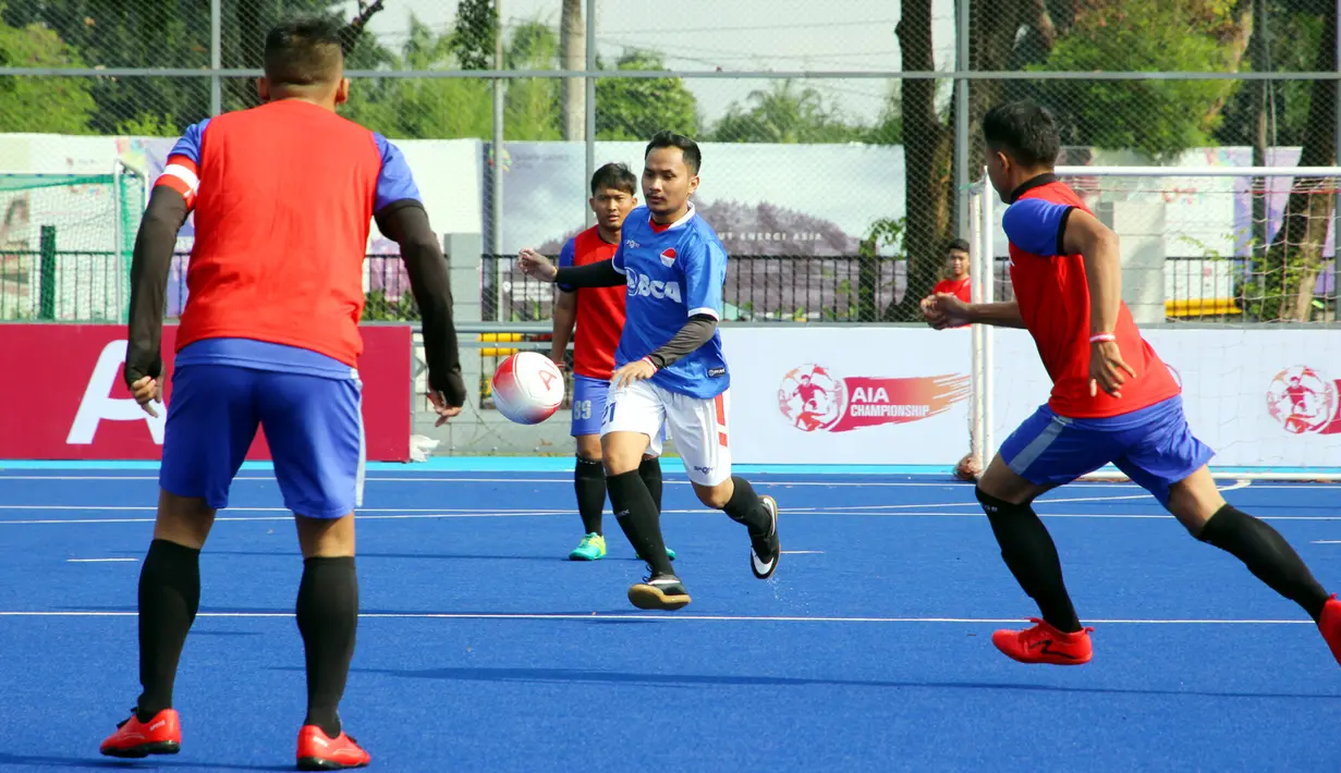 Para pemain bertanding dalam AIA Championship 2019, Jakarta, Sabtu (12/1). Kompetisi ini terbagi dalam dua kategori yakni AIA League dan AIA Partner League. (Liputan6.com/HO/Fahmi)