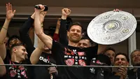 Pelatih Xabi Alonso menjadi salah satu orang yang paling berperan dalam gelar juara Bundesliga pertama Bayer Leverkusen. (AFP/Ina Fassbender)