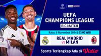 Siaran Langsung Liga Champion 2024/2025: Real Madrid vs Milan di Vidio.com. (sumber: doc.vidio.com)