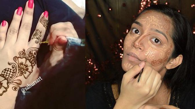 Wajah Dilukis Pakai Metode Tato Henna Wanita Ini Menjadi Super Cantik Beauty Fimela Com