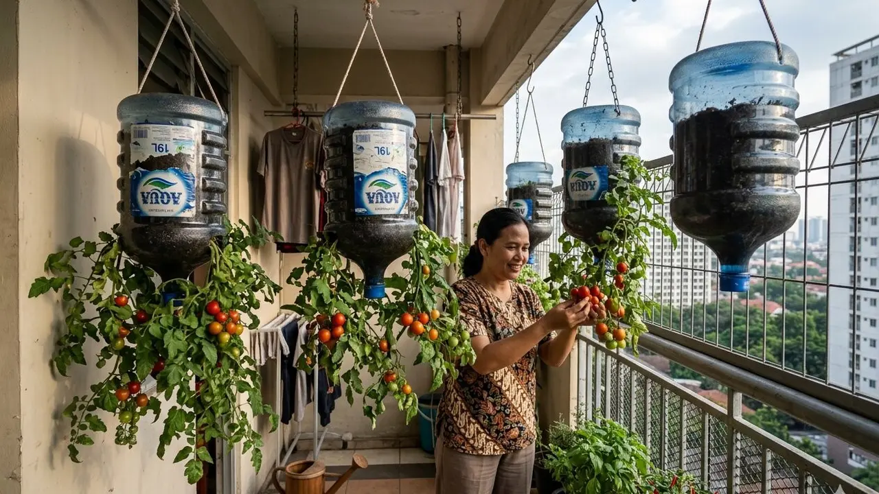 Ide Kebun Tomat Ceri Gantung untuk Lahan Sempit