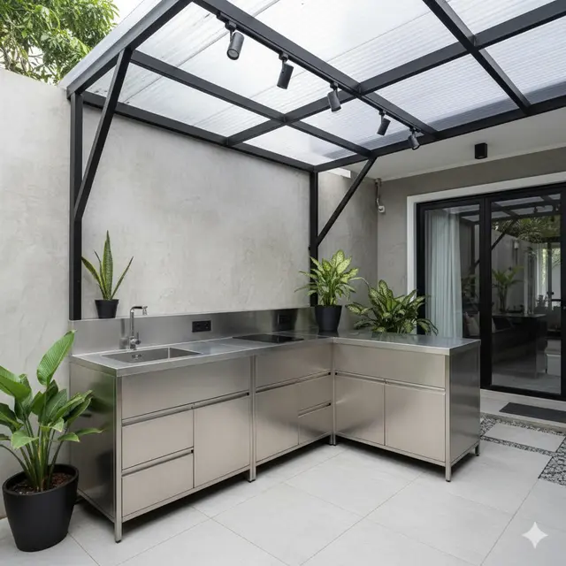 Model Dapur Outdoor Baja Ringan. Gemini