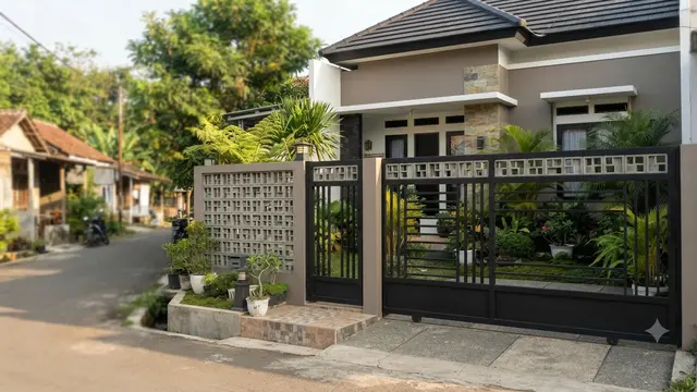 Model Gerbang Rumah Kecil yang Elegan Model Kombinasi Roster dan Besi
