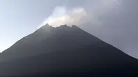 Gunung Merapi terus mengeluarkan asap sulvatara tipis difoto dari pos pengamatan gunung Merapi Babadan, Dukun, Magelang, Jateng. (ANTARA FOTO/Anis Efizudin)
