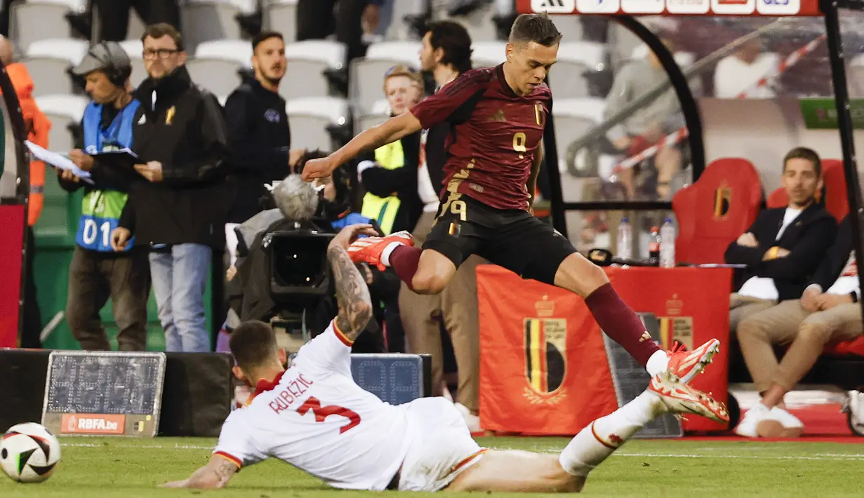 De Rode Duivels menang berkat gol Kevin De Bruyne dan Leonardo Trossard. (AP Photo/Omar Havana)