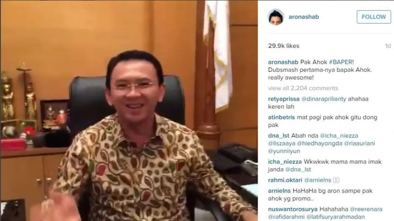Video Dubsmash Ahok Meriahkan Ulang Tahun Instagram yang Ke-5