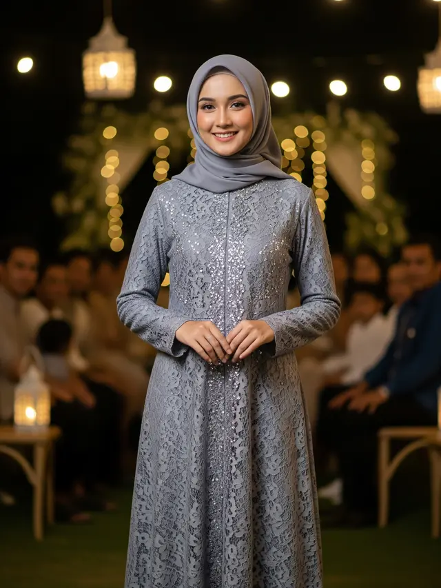 Dress Panjang Katun Kombinasi Lace Muslim (Gemini)