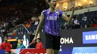 Dinar Dyah Ayustine lolos ke perempat final Thailand Masters 2016 usai mengalahkan wakil Jerman, Karin Schnaase. (Liputan6.com/Humas PP PBSI)