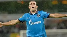 Selebrasi gol striker Zenit St Petersburg Aleksander Kerzhakov ke gawang Anderlecht di babak play-off Europa League, 16 September 2010. AFP PHOTO/ BELGA/ DIRK WAEM - BRUNO FAHY 