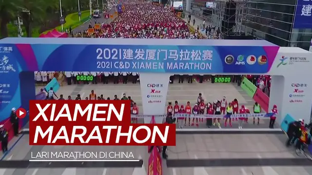 Berita video highlights lomba lari Xiamen Marathon di China yang diikuti 12.000 peserta.