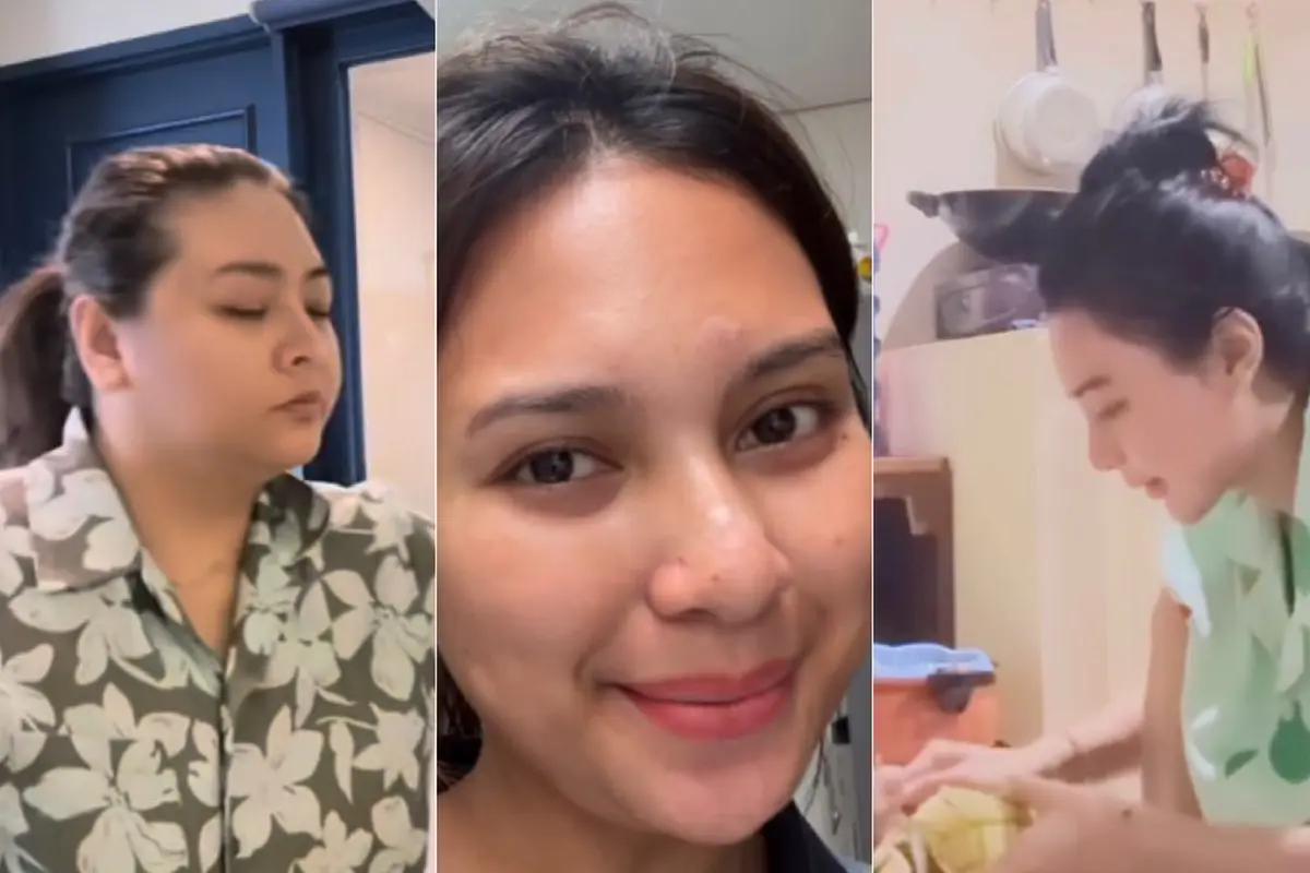 Tampilan Bare Face Tunjukan Wajah Natural Para Artis Masak Rendang hingga Ketupat untuk Hidangan Lebaran