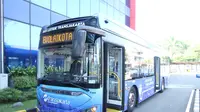 PT Transjakarta melakukan uji coba bus listrik untuk rute Blok M - Balai Kota DKI Jakarta. (Istimewa)