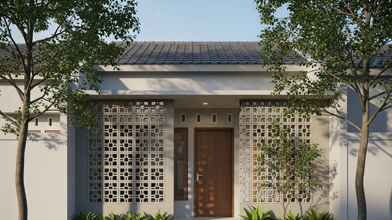 Rumah Mungil dengan Ventilasi Beton Roster