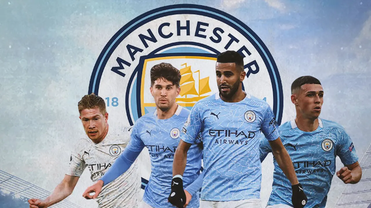 Manchester City - Kevin De Bruyne, John Stone, Riyad Mahrez, Phil Foden