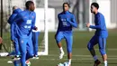 Laga ini diprediksi menjadi adu taktik antara Selecao dan Les Bleus untuk menguji kesiapan skuat utama mereka. Tampak dalam foto, penyerang Prancis, Ousmane Dembele; gelandang Michael Olise dan gelandang Warren Zaire-Emery (kiri ke kanan) saar mengikuti sesi latihan di pusat pelatihan New England Revolution di Foxborough, Massachusetts, pada 25 Maret 202. (Franck FIFE/AFP)