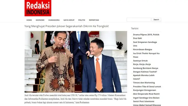 Cek Fakta - Jack Ma & Jokowi