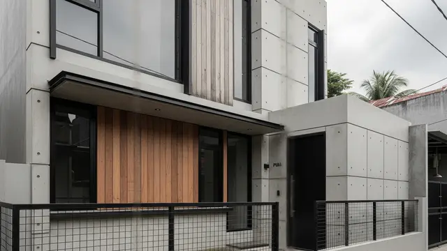 Gambar Model Depan Rumah Minimalis Pintu Samping Industrial Minimalis