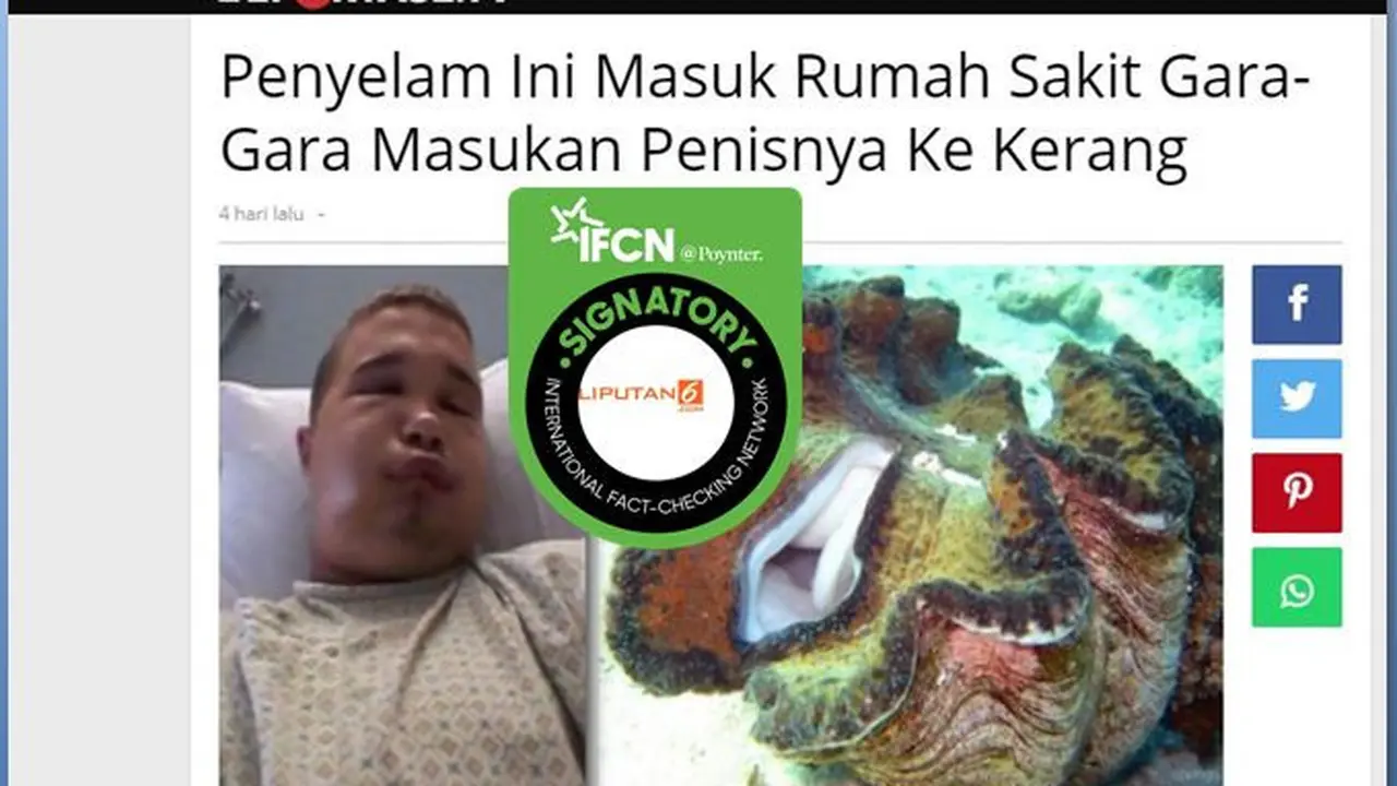 [Cek Fakta] Pria Masukkan Alat Kelamin ke Dalam Kerang Raksasa Lalu Komplikasi, Benarkah?