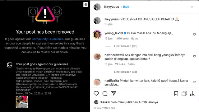 Young Lex Kawal Kasus Dugaan KDRT Indrajana Sofiandi yang Viral di Media Sosial. (instagram.com/ikeyyuuuu)
