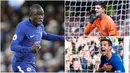 Berikut ini lima pemain Chelsea yang bergaji rendah. Tiga diantaranya adalah N'Golo Kante, Thibaut Courtois dan	Cesar Azpilicueta. (Foto-foto Kolase dari AFP)