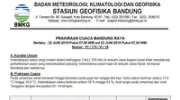 BMKG merilis prakiraan cuaca di kawasan Bandung raya. (Liputan6.com/Huyogo Simbolon)