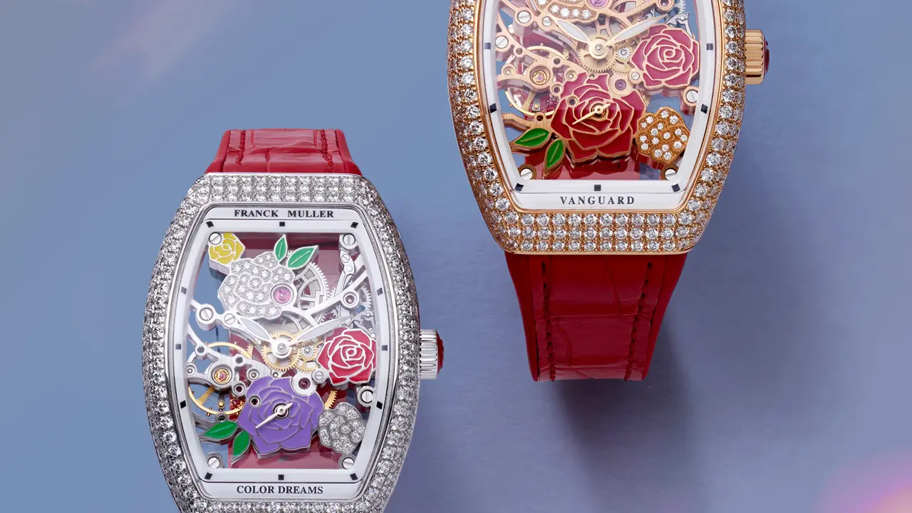 Vanguard Rose Skeleton, Jam Tangan Mewah Feminin dengan Detail Berlian Berbentuk Bunga