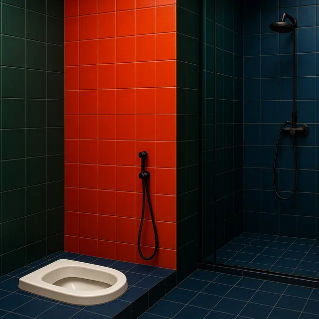 Model Kamar Mandi Kloset Jongkok Dengan Sekat Shower/Ilustrasi AI