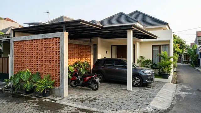 Model Carport dengan Dinding Roster