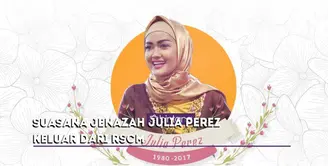 Kamis, (10/6) seperti ini suasana keluarnya jenazah Julia Perez dari RSCM, Jakarta Pusat.