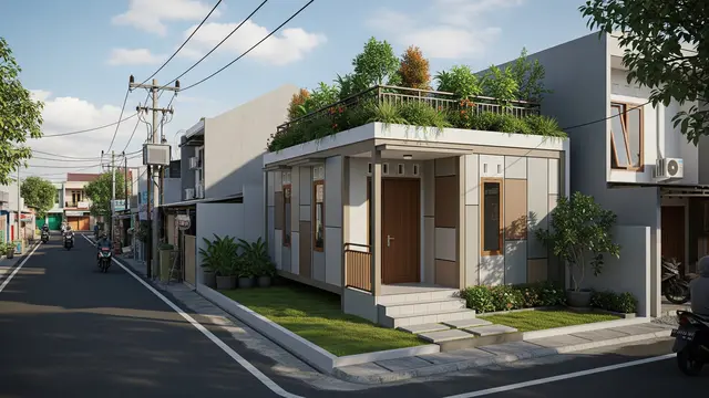 Desain Rumah Kecil dengan Rooftop Garden/ Ilustrasi AI