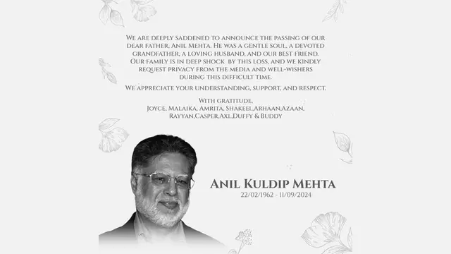 Ayah Malaika Arora, Anil Mehta.