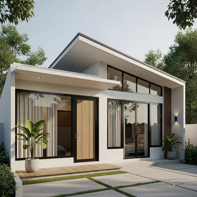 Gambar Rumah Minimalis Atap Miring ke Belakang