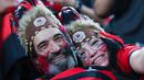 Suporter Flamengo saat mendukung timnya melawan Esperance de Tunis pada pertandingan Piala Dunia Antarklub 2025 di Lincoln Financial Field, Philadelphia, Selasa (17/6/2025). (AFP/Franck Fife)