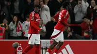 Pemain Nottingham Forest Anthony Elanga saat menjebol gawang Manchester United di lanjutan Liga Inggris (AFP)