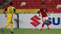 Menit ke-50, Indonesia berhasil mencetak gol ketiga lewat Pratama Arhan yang mengirim tembakan keras ke sudut kanan atas gawang Malaysia. (Dok. PSSI)